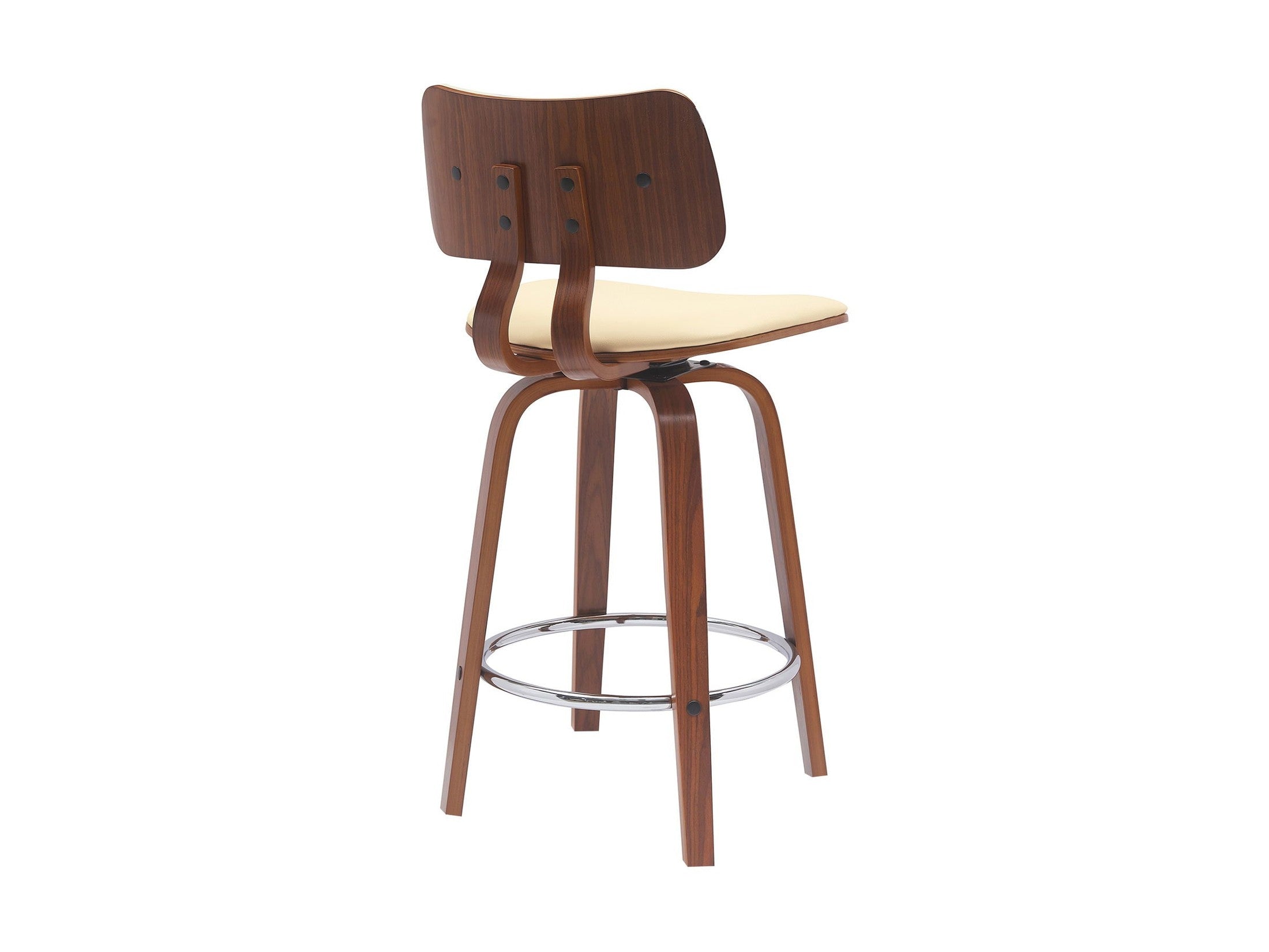 Pico - Swivel Walnut Wood Faux Leather Stool