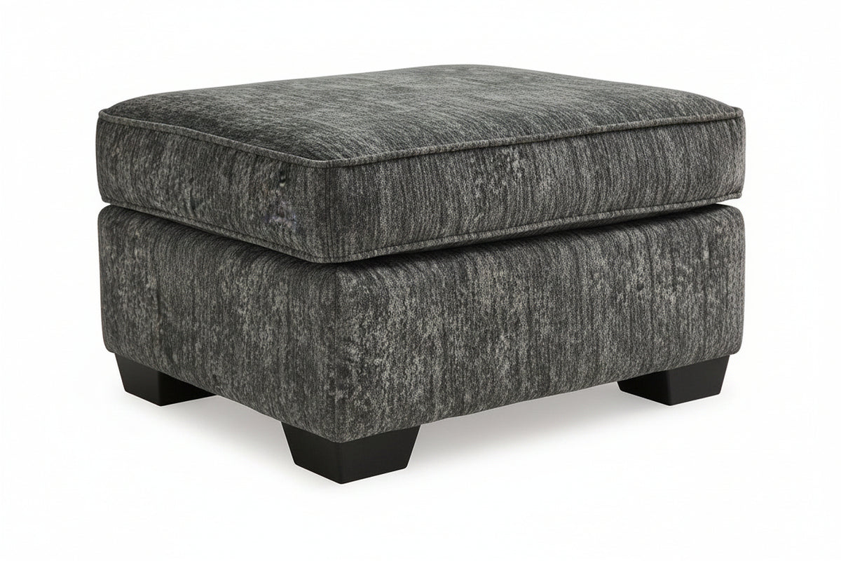 Gray textured ottoman on a white background