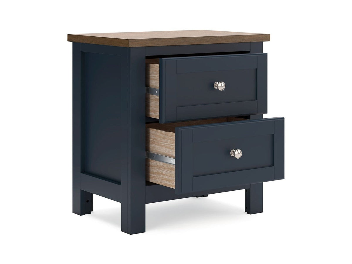 Landocken - Two Drawer Night Stand - Brown / Blue