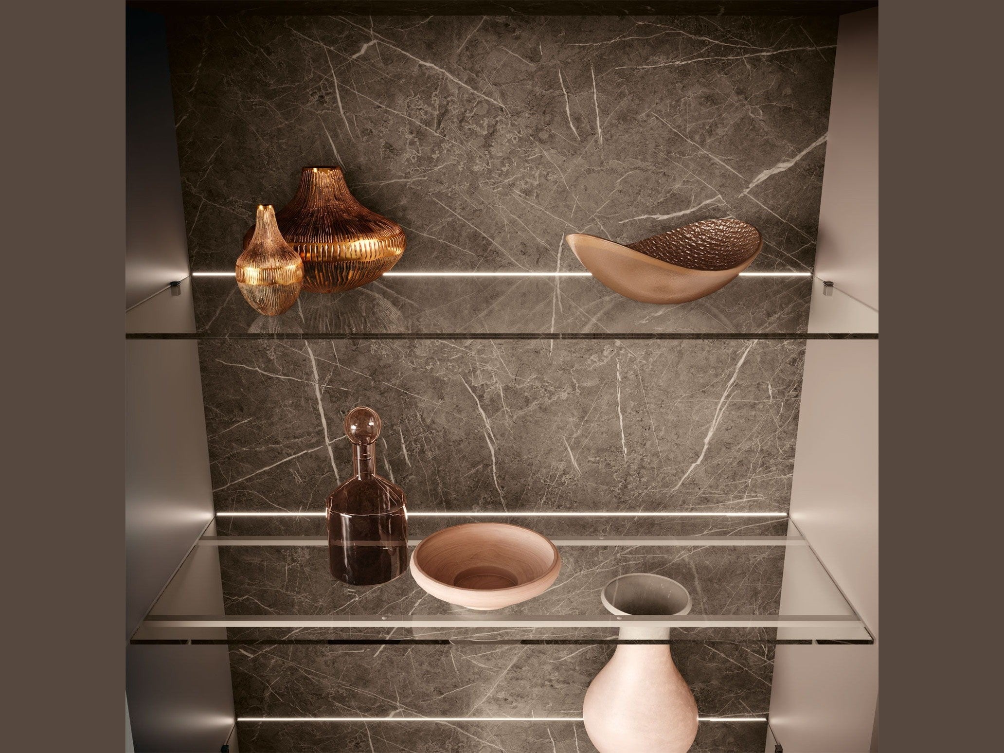 Fidia - 2 Door Vitrine - Beige