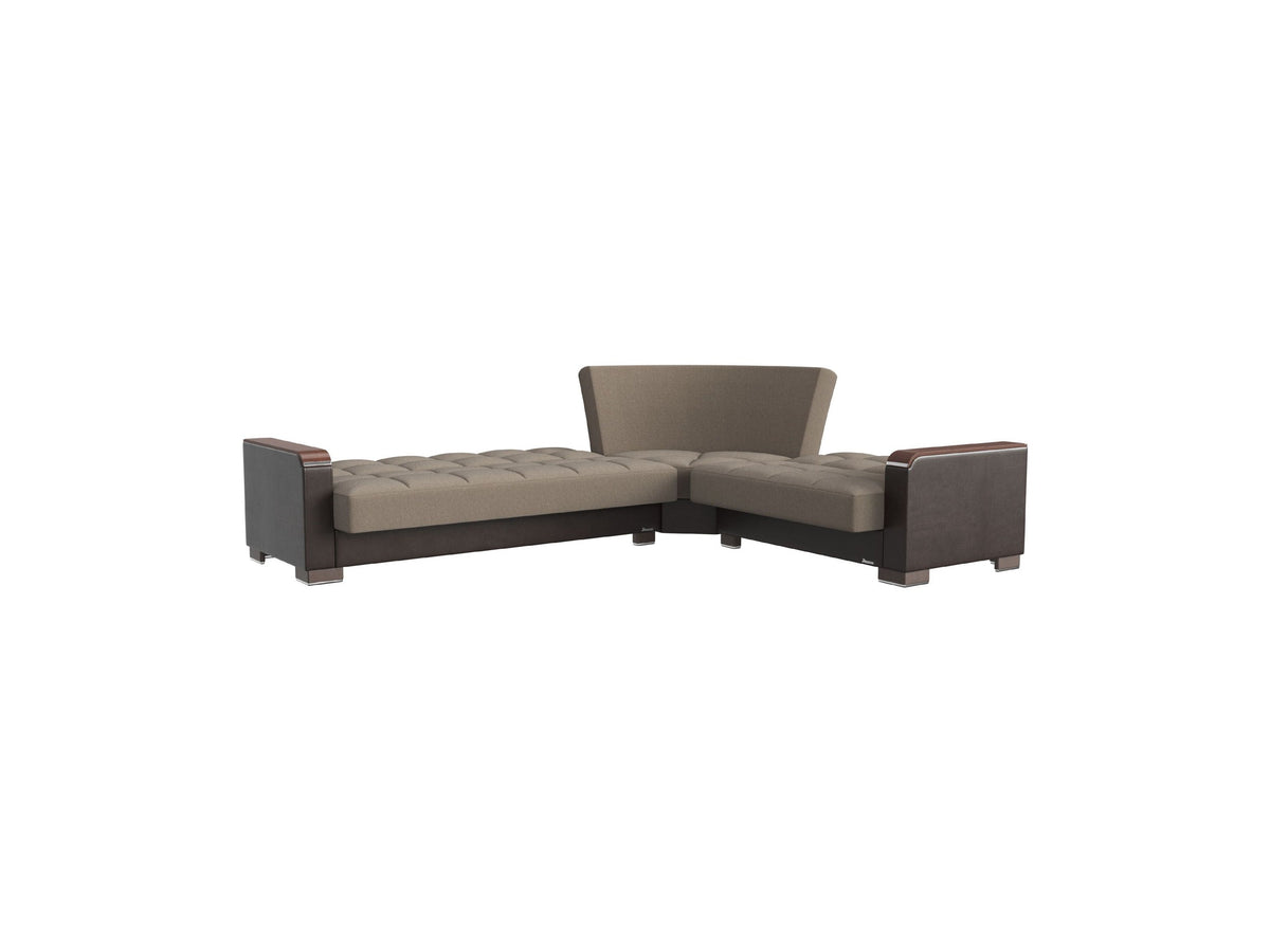 Ottomanson Armada X - Upholstered Convertible Wood Trimmed Sectional With Storage