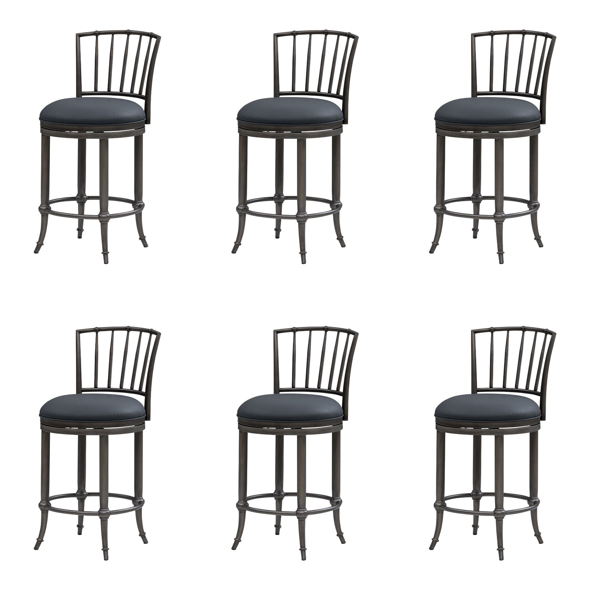 Vince - Commercial Grade Steel Frame Faux Leather Upholstered Swivel Counter Height Barstool
