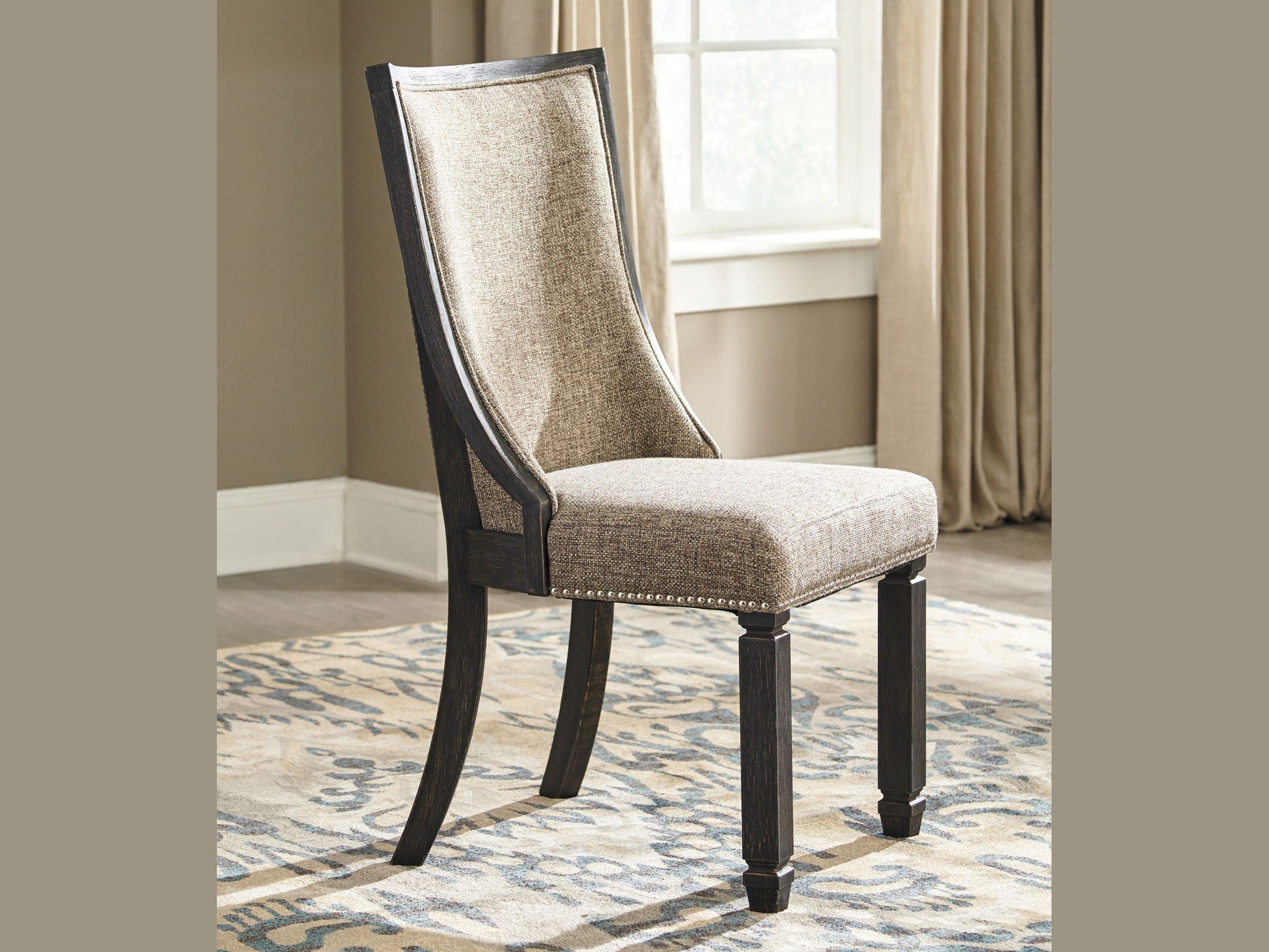 Tyler Creek - Dining UPH Side Chair (Set of 2) - Framed Back - Black / Grayish Brown