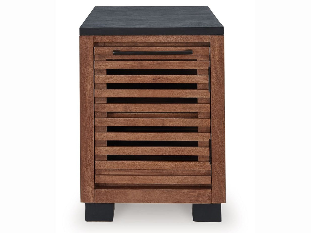 Kallari - Chair Side End Table - Warm Brown / Black