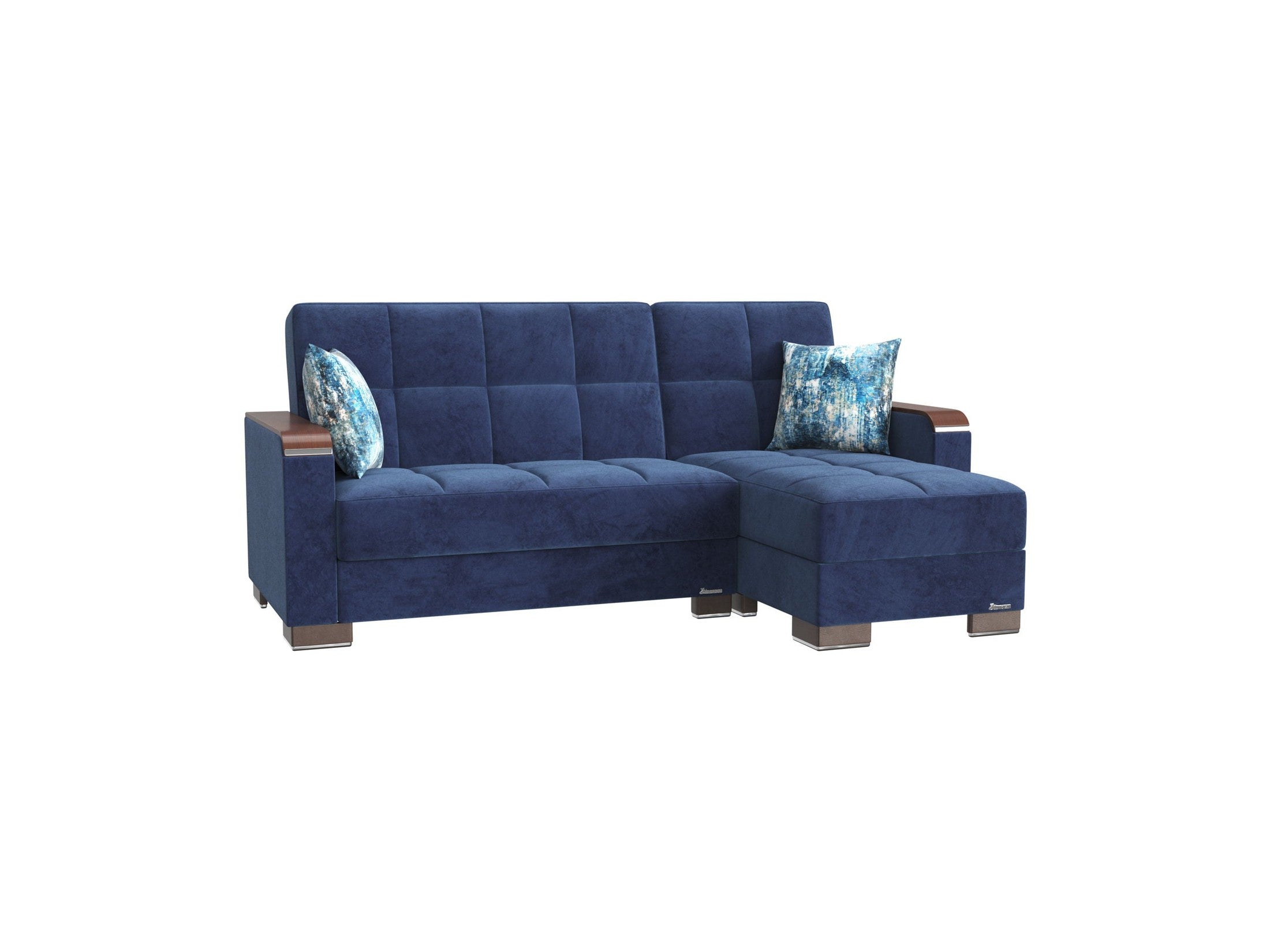 Ottomanson Armada X - Upholstered Convertible Wood Trimmed Chaise Lounge With Storage - Microfiber