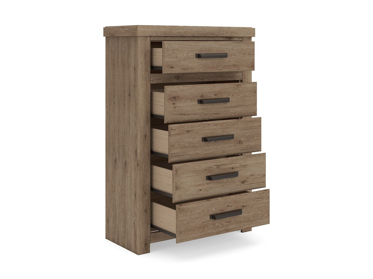 Oliandon - Five Drawer Chest - Light Brown