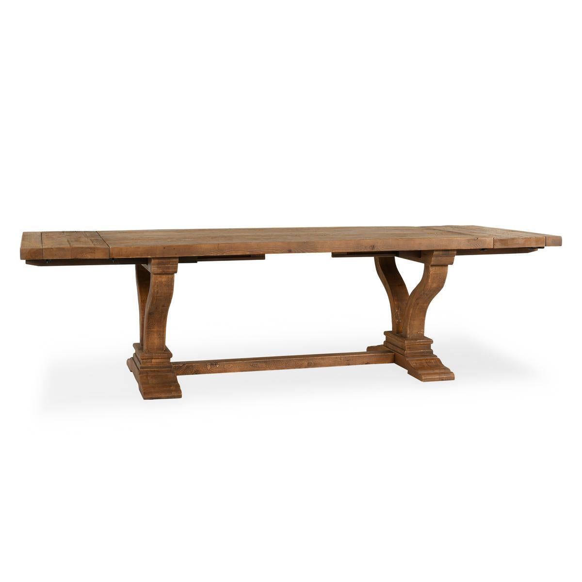 Wooden dining table on a white background