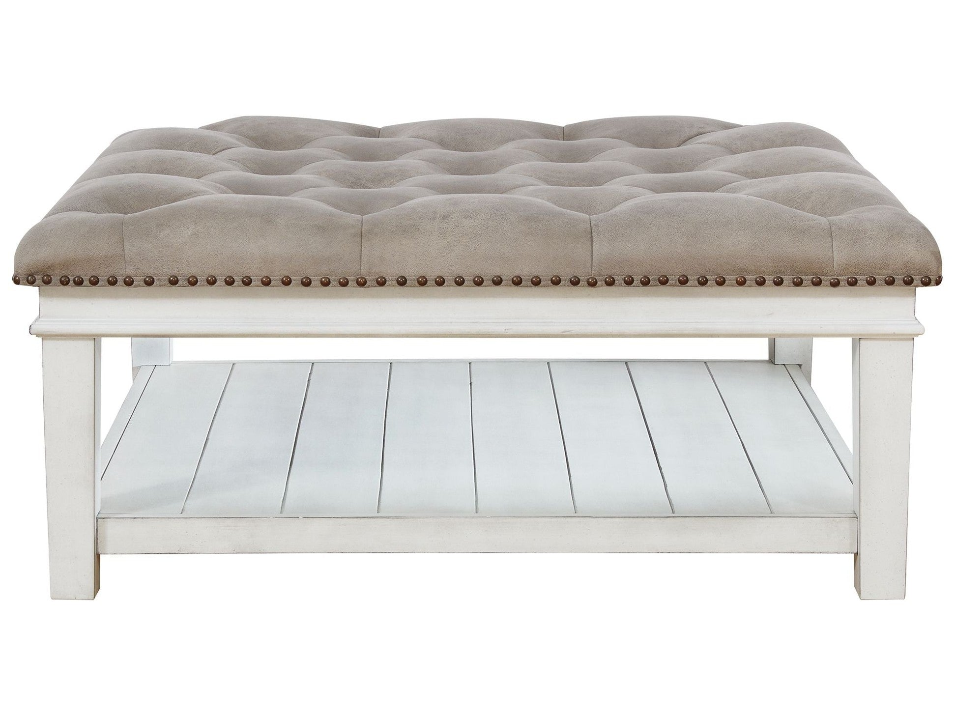 Kanwyn - Uph Ottoman Cocktail Table - Whitewash