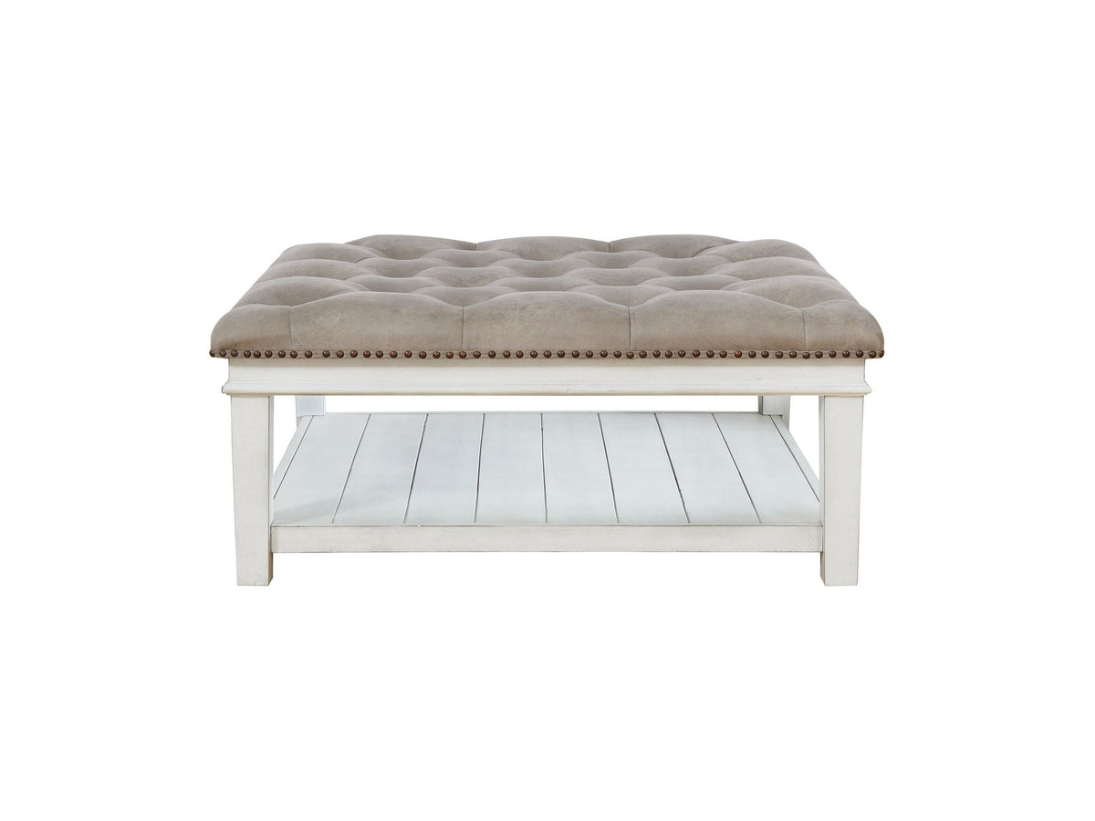 Kanwyn - Uph Ottoman Cocktail Table - Whitewash