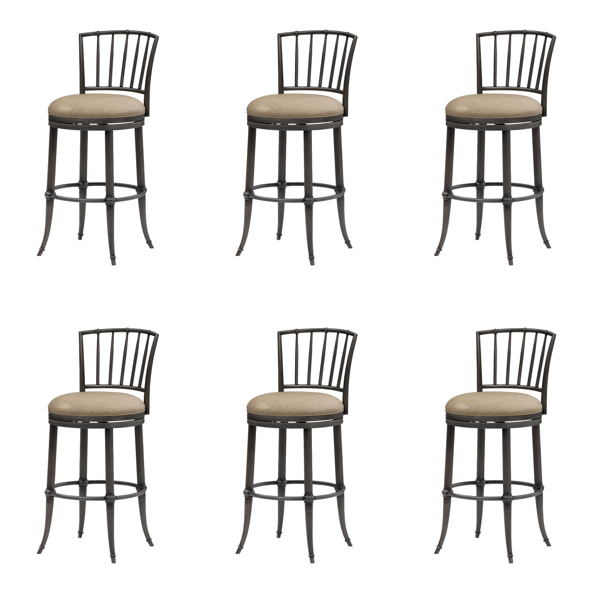 Vince - Commercial Grade Steel Frame Faux Leather Upholstered Swivel Bar Height Barstool