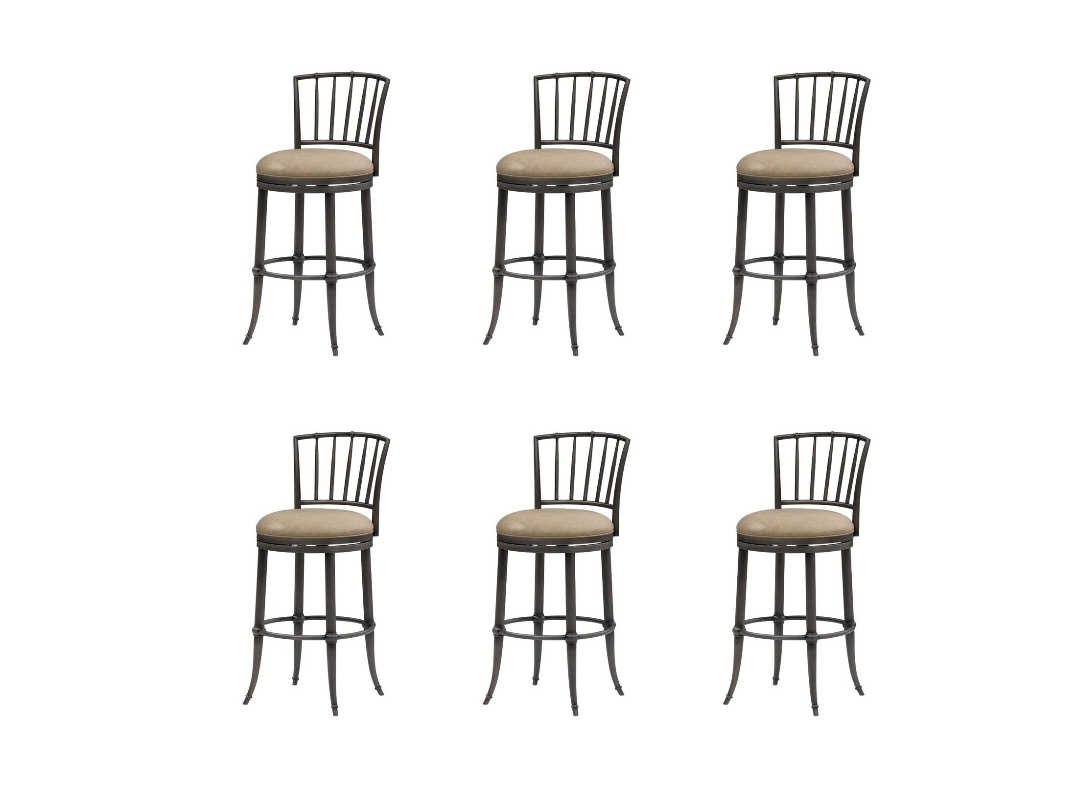Vince - Commercial Grade Steel Frame Faux Leather Upholstered Swivel Bar Height Barstool