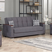 Ottomanson Armada X - Upholstered Convertible Wood Trimmed Sofabed With Storage - Microfiber