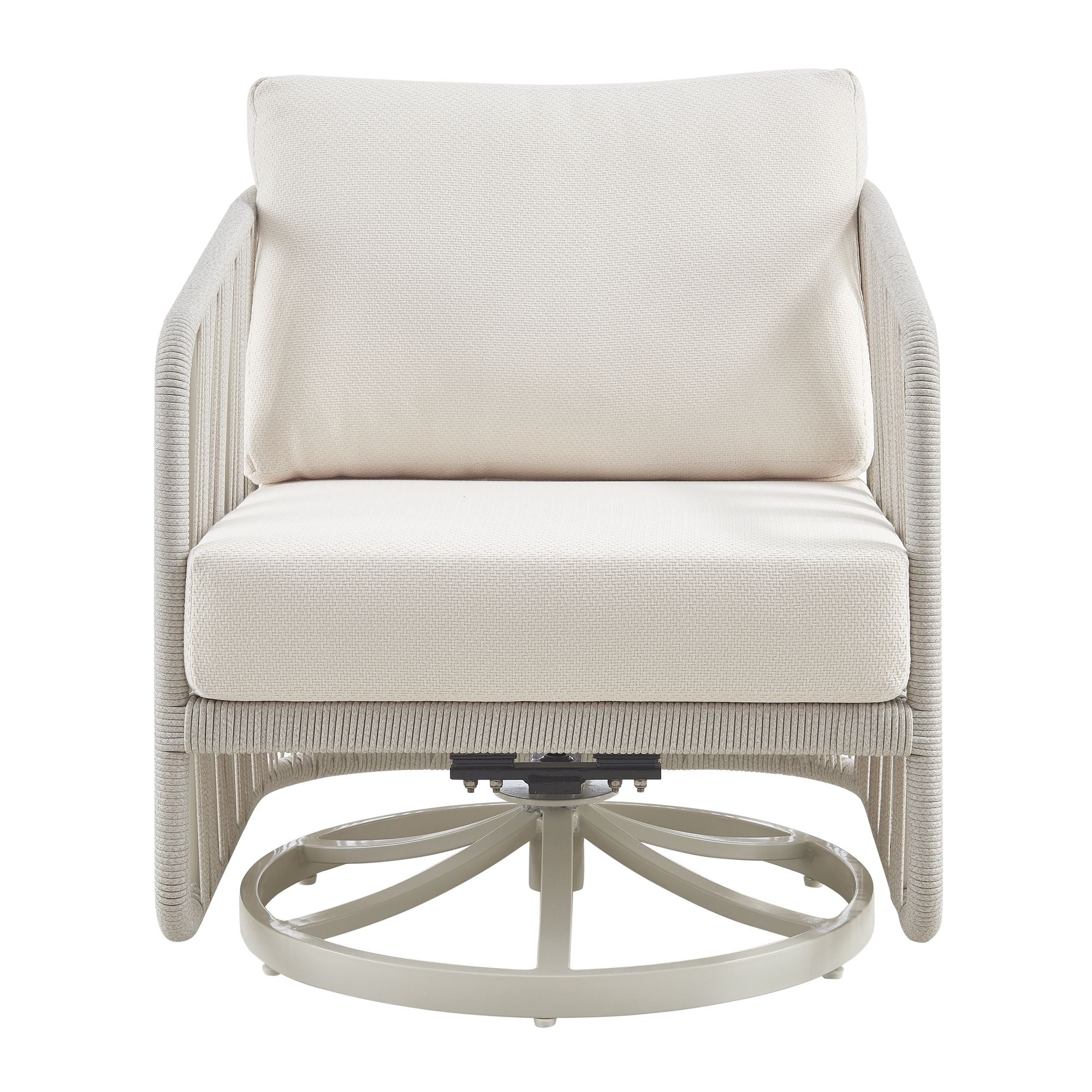 Breeze - Cream Metal Outdoor Swivel Lounge Chair With Cushions - Pearl