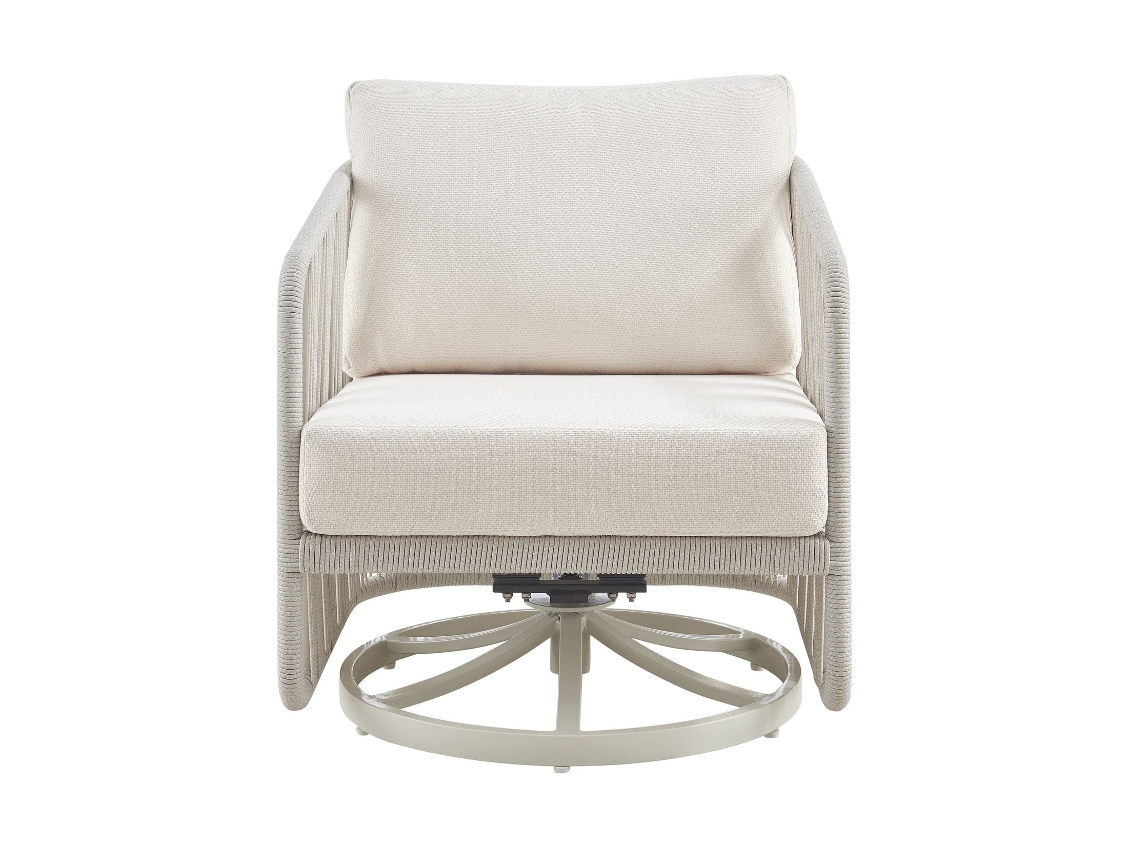 Breeze - Cream Metal Outdoor Swivel Lounge Chair With Cushions - Pearl