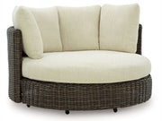 Kimora - Swivel Lounge Chair With Cushion - Beige / Dark Brown