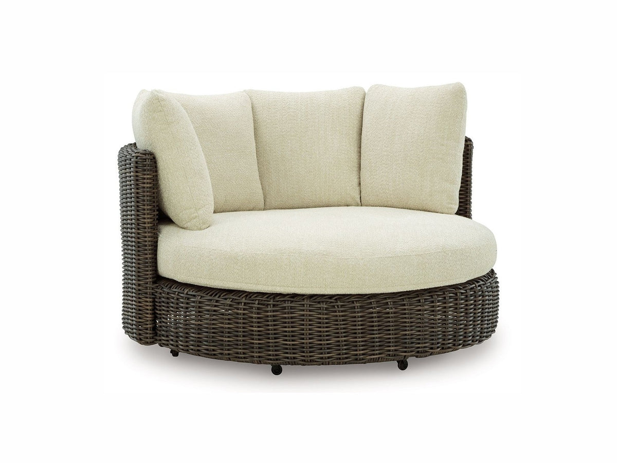 Kimora - Swivel Lounge Chair With Cushion - Beige / Dark Brown