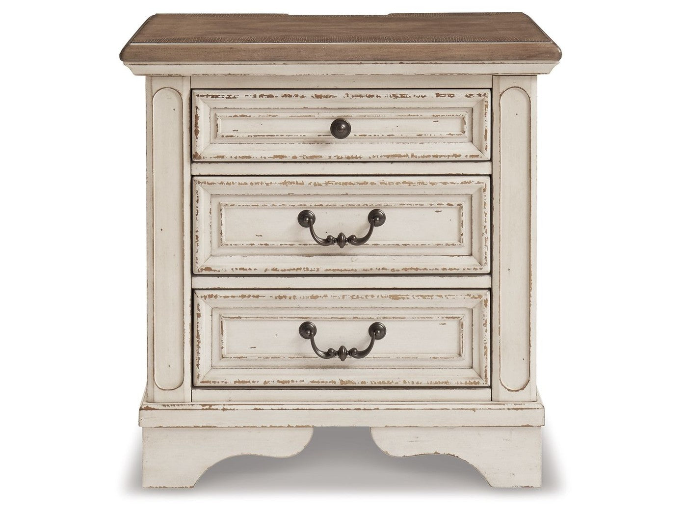 Realyn - Three Drawer Night Stand - White / Brown / Beige