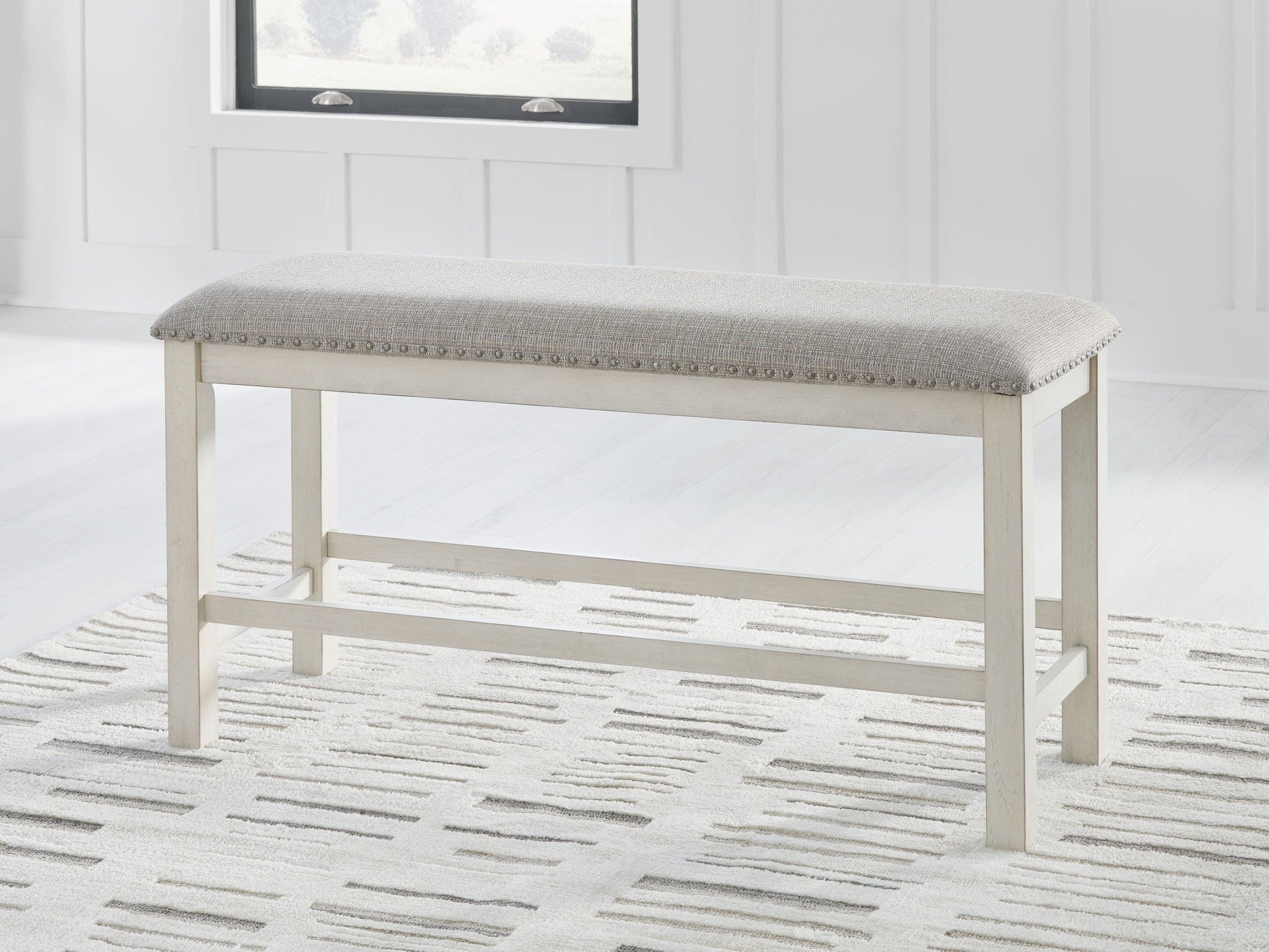 Robbinsdale - Dbl Counter Height Upholstered Dining Bench - Antique White