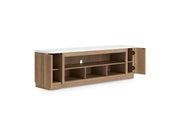 Camdill - XL TV Stand With Fireplace Option - Light Brown