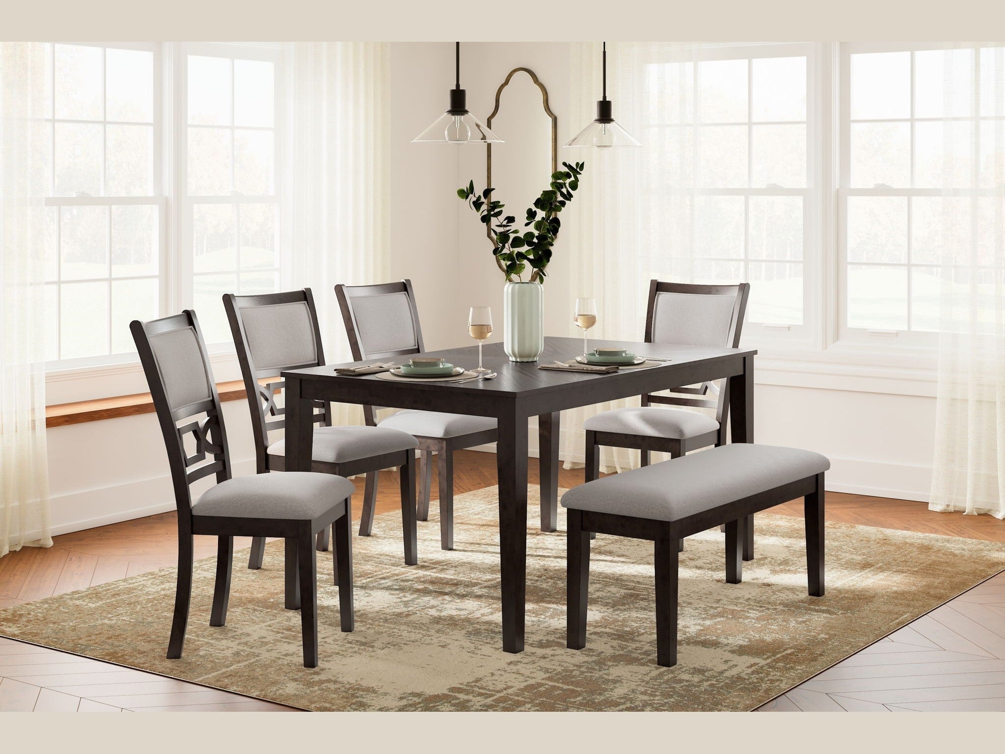 Langwest - Dining Room Table Set (Set of 6) - Brown