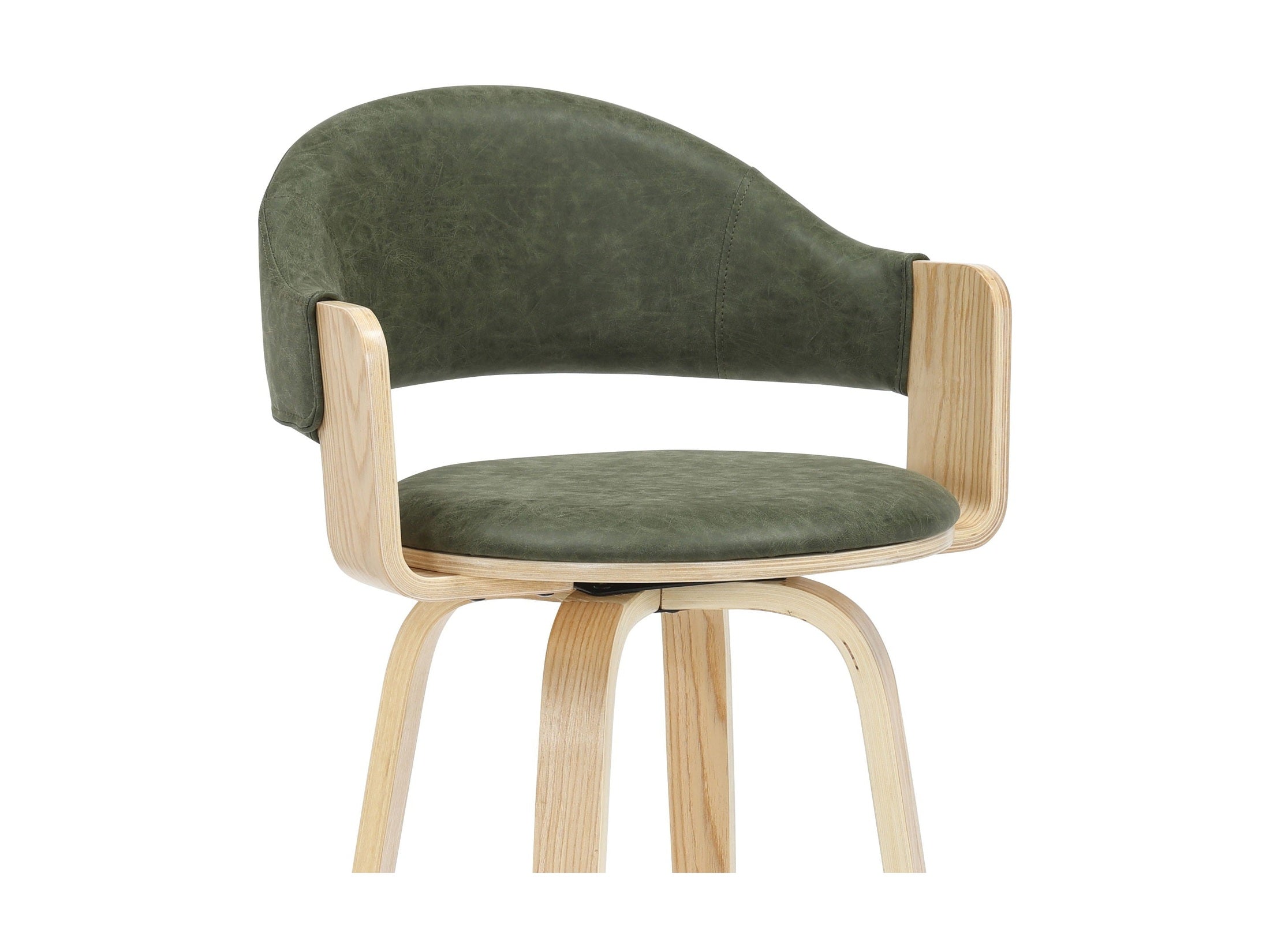 Daxton - Swivel Bar Height Round Back Wood Bar Stool With Faux Leather Seat
