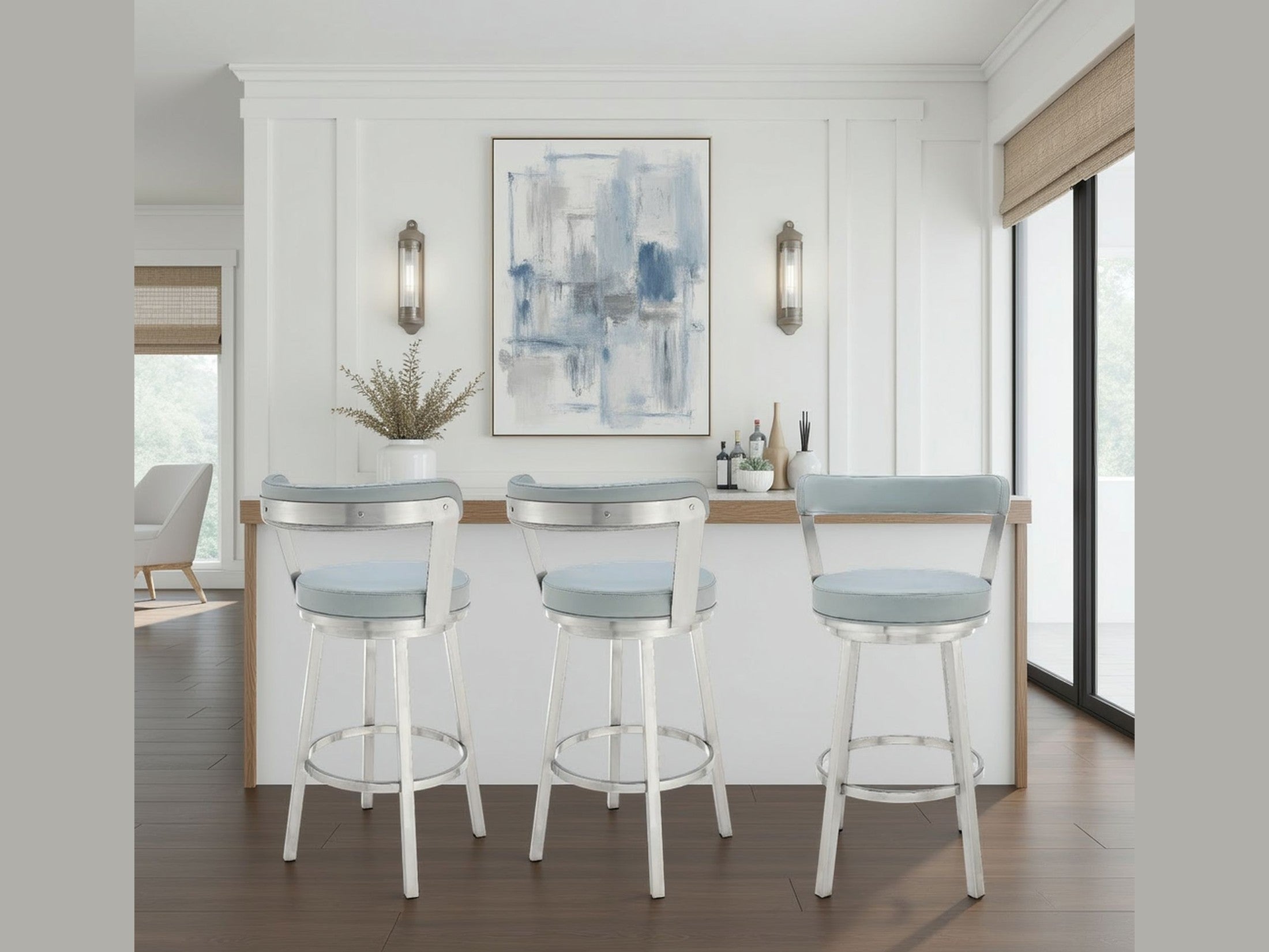 Bryant - Swivel Bar Stool With Silver Frame