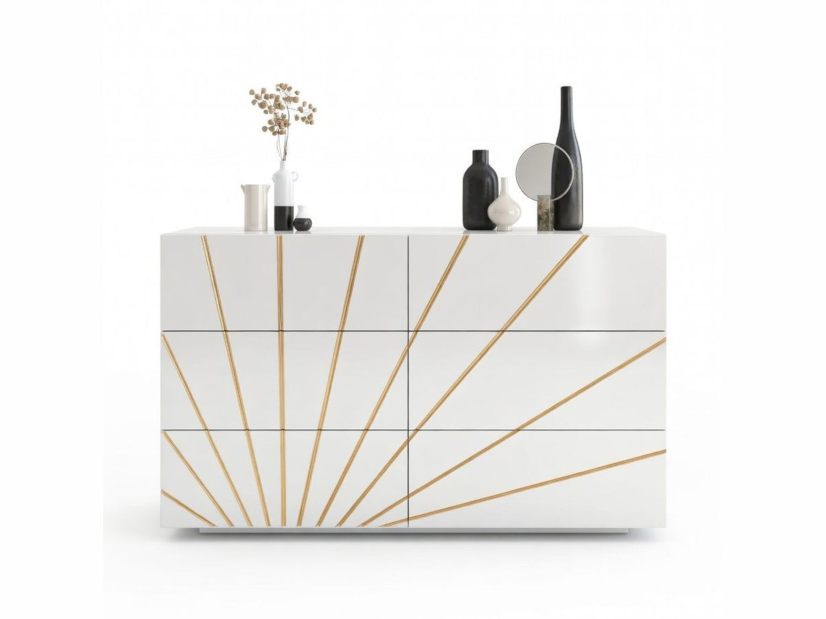 Oro - Double Dresser 6 Drawers - White