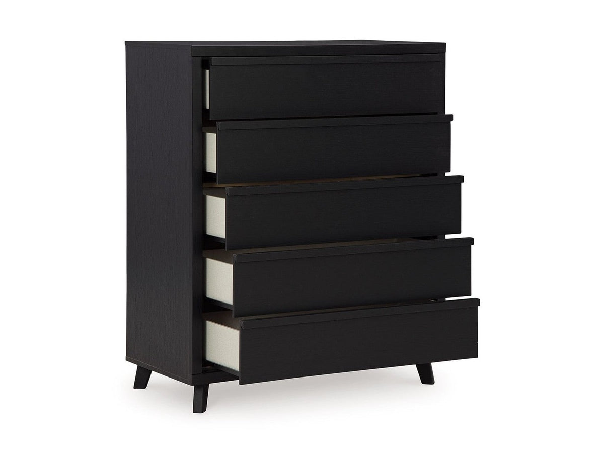 Danziar - Five Drawer Wide Chest - Black