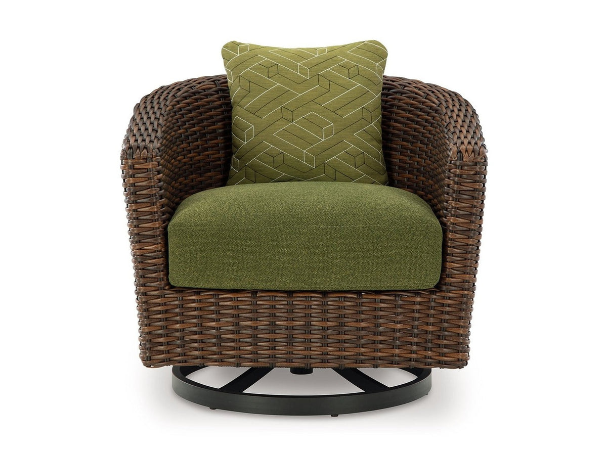 Horizon Hall - Swivel Lounge With Cushion - Brown / Green