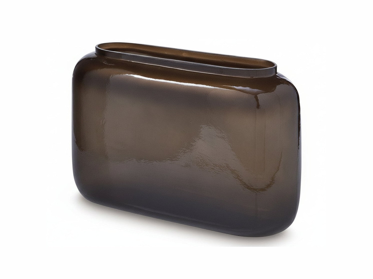 Brown rectangular glass vase on a white background