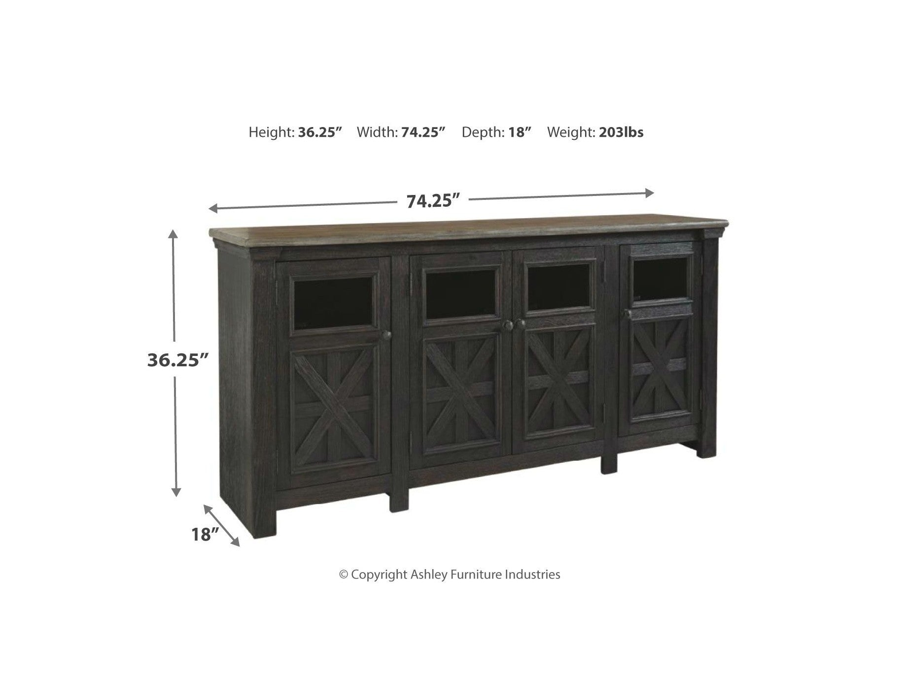 Tyler Creek - Extra Large TV Stand - Black / Gray