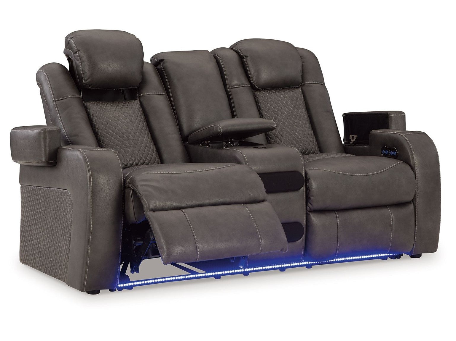 Fyne-dyme - Power Reclining Loveseat With Console/Adj Hdrst