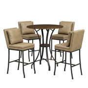 Winslow - 5-Piece Round Walnut Wood Tabletop Pub Table Set With Stools, Seats Up To 4 - Mushroom Brown