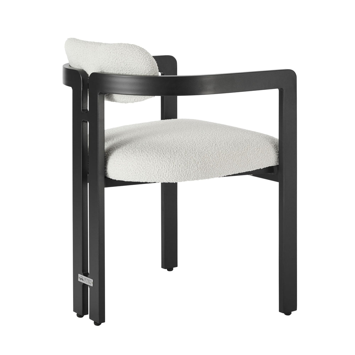Jazmin - Outdoor Dining Chair With Boucle Cushion And Powder Coated Aluminum Frame (Set of 2) - Cream / Black