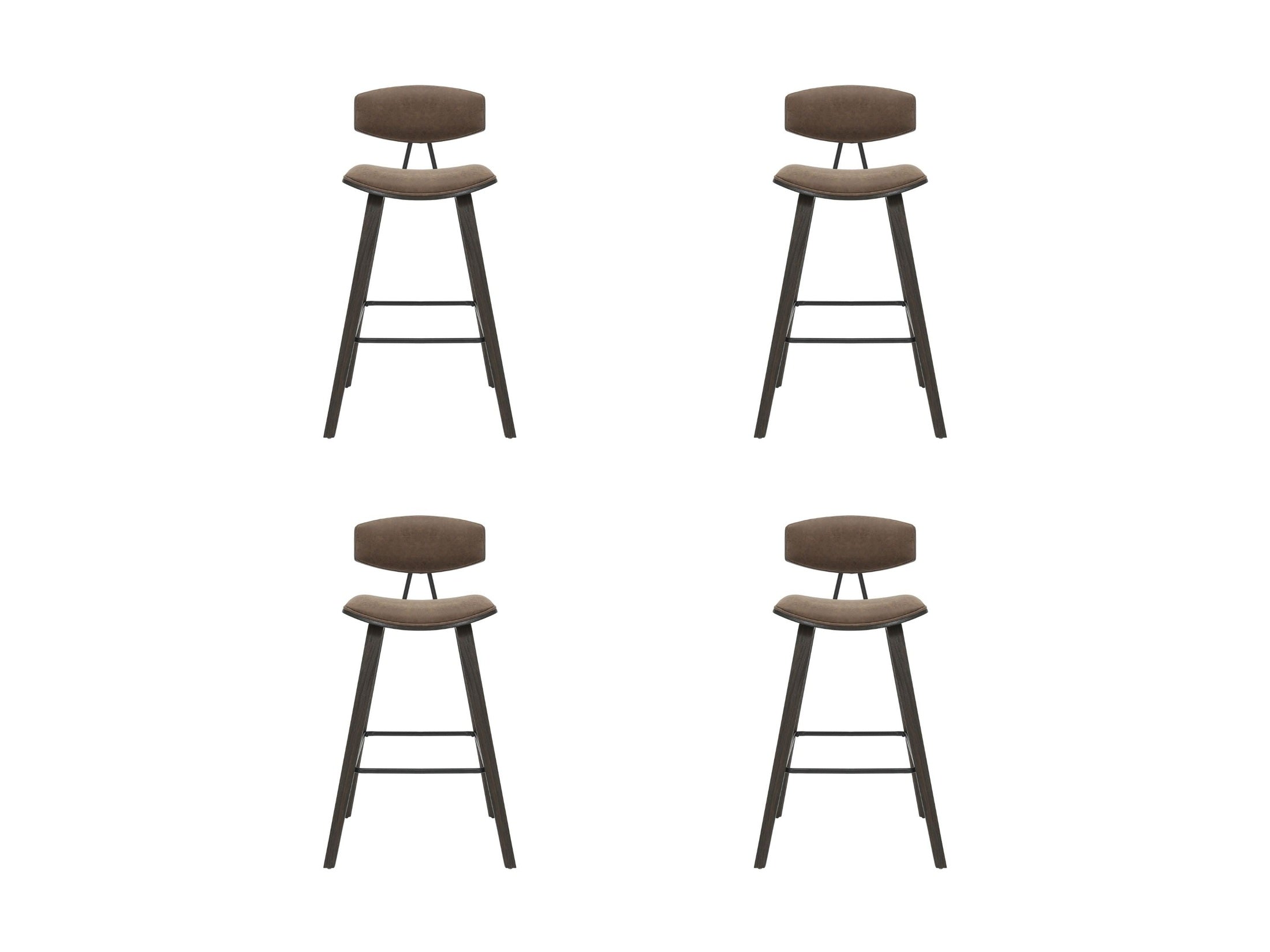 Fox - Bar Height Curved Back Wood Bar Stool With Faux Leather Seat