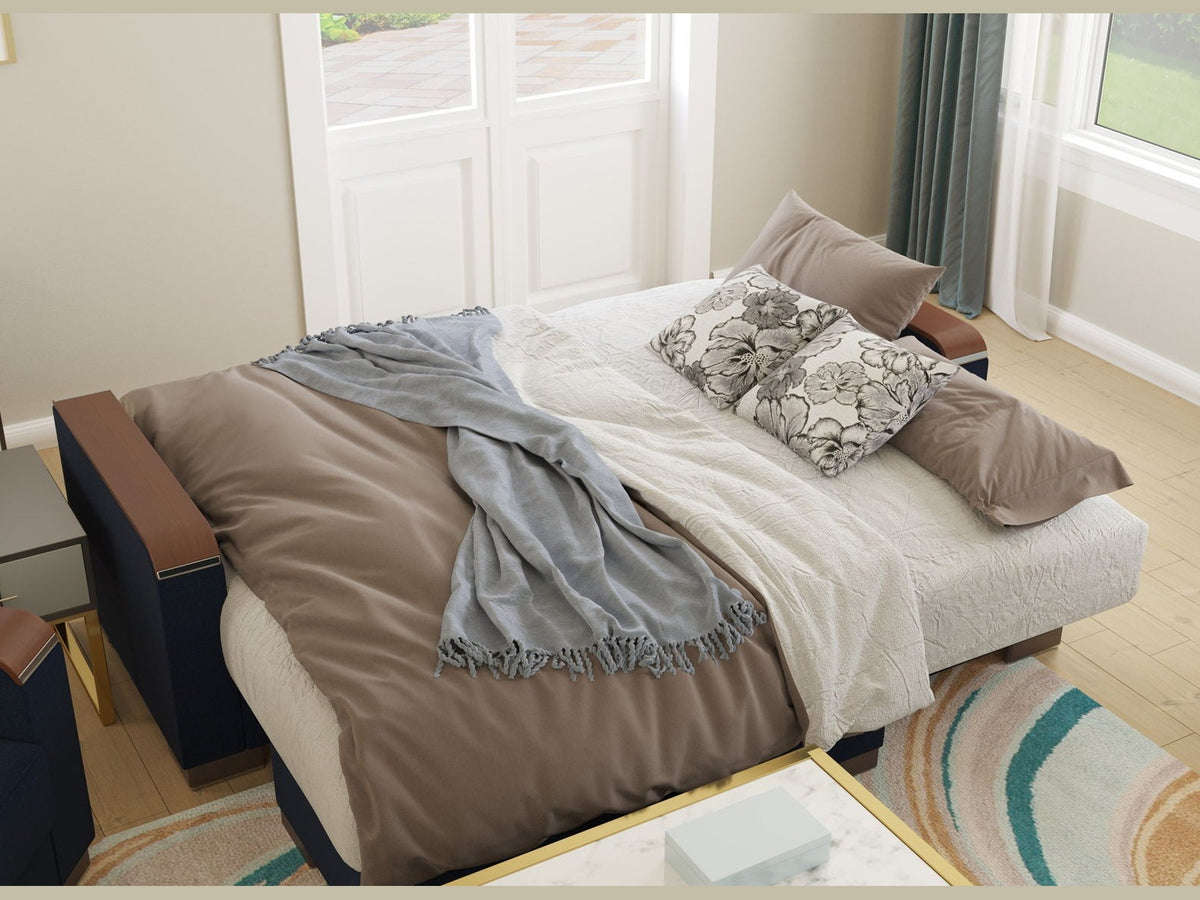 Ottomanson Armada X - Upholstered Convertible Wood Trimmed Chaise Lounge With Storage - Polyester