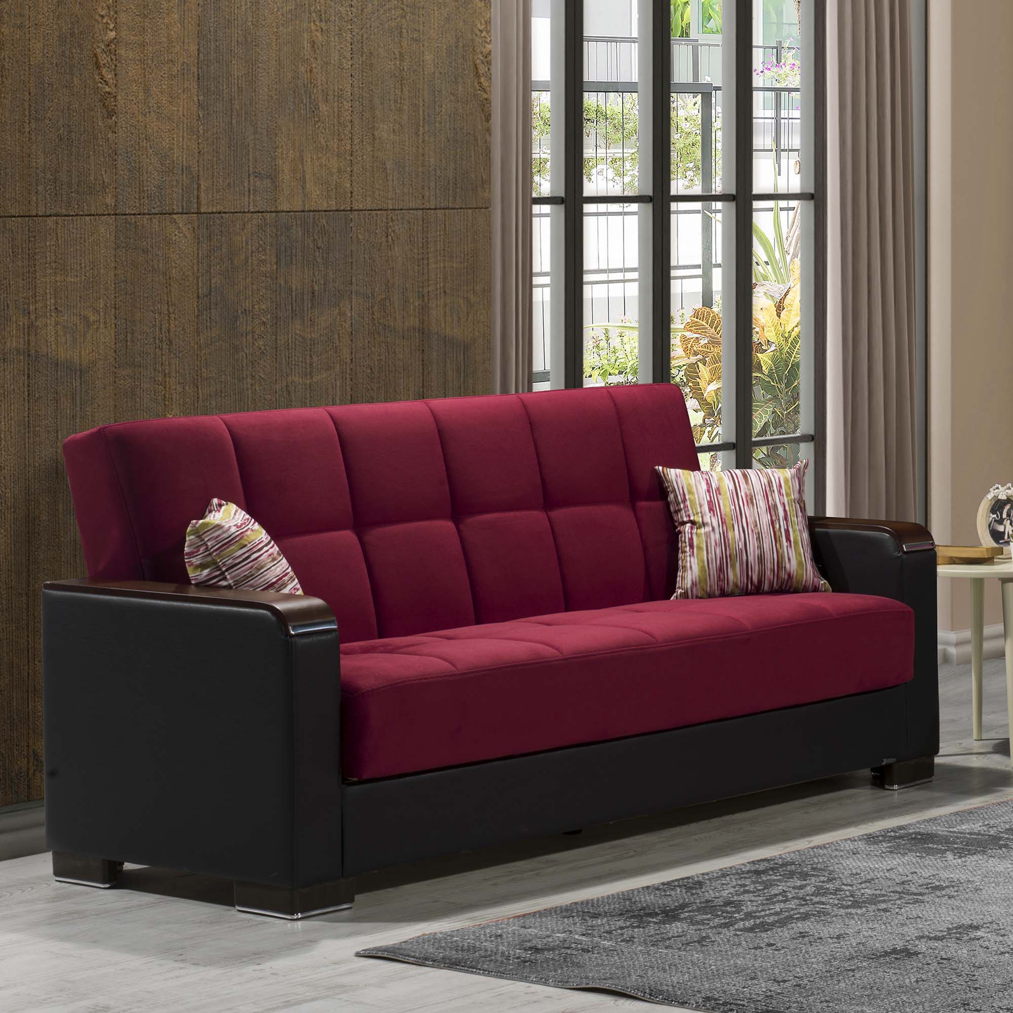 Ottomanson Armada X - Upholstered Convertible Wood Trimmed Sofabed With Storage - Microfiber