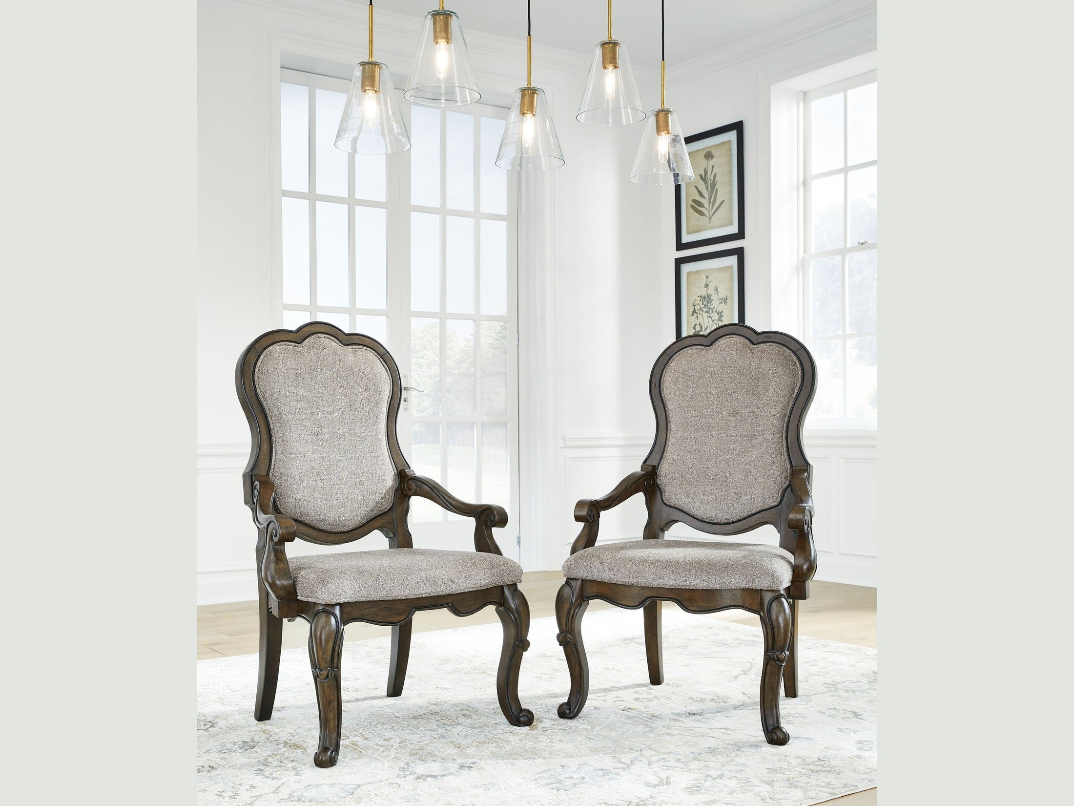 Maylee - Dining Upholstered Arm Chair (Set of 2) - Dark Brown