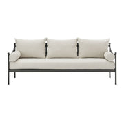 Leni - Outdoor 3 Seat Sofa With Cushions And Powder Coated Aluminum Frame - Moonveil / Warm Gray