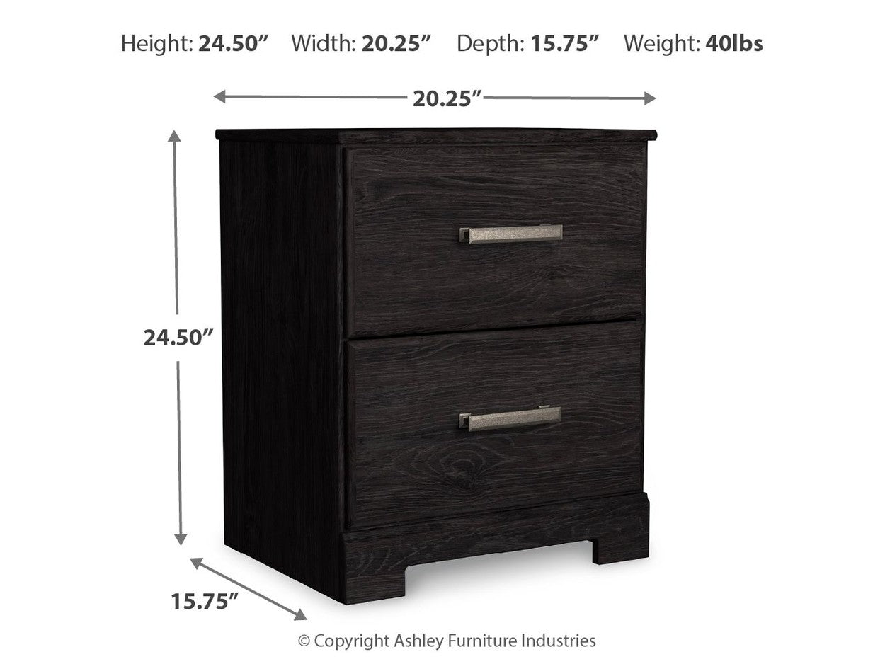 Belachime - Two Drawer Night Stand - Charcoal