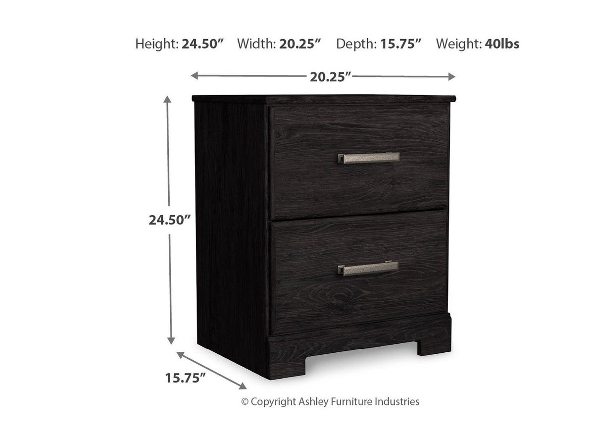 Belachime - Two Drawer Night Stand - Charcoal
