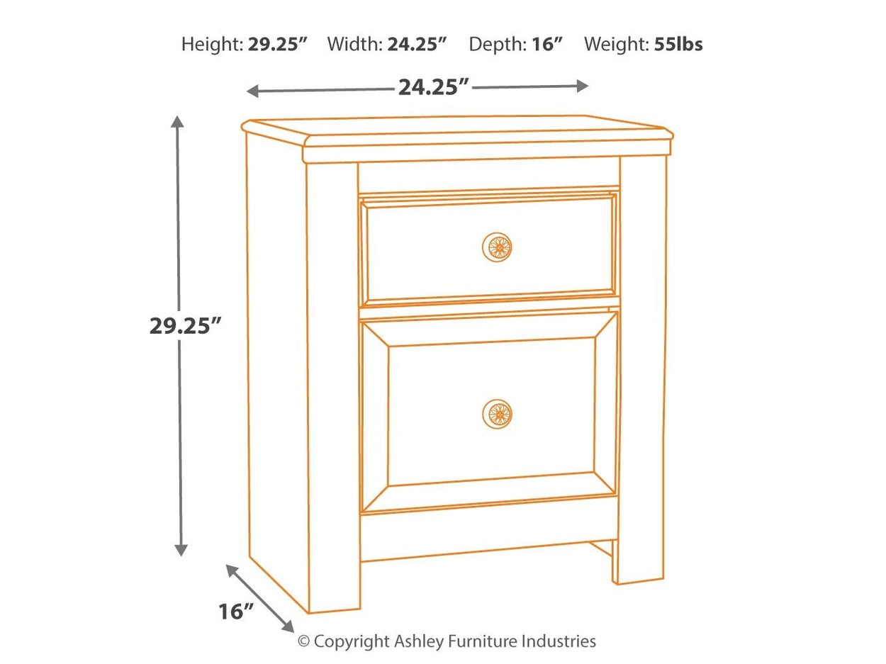Paxberry - Two Drawer Night Stand - Whitewash