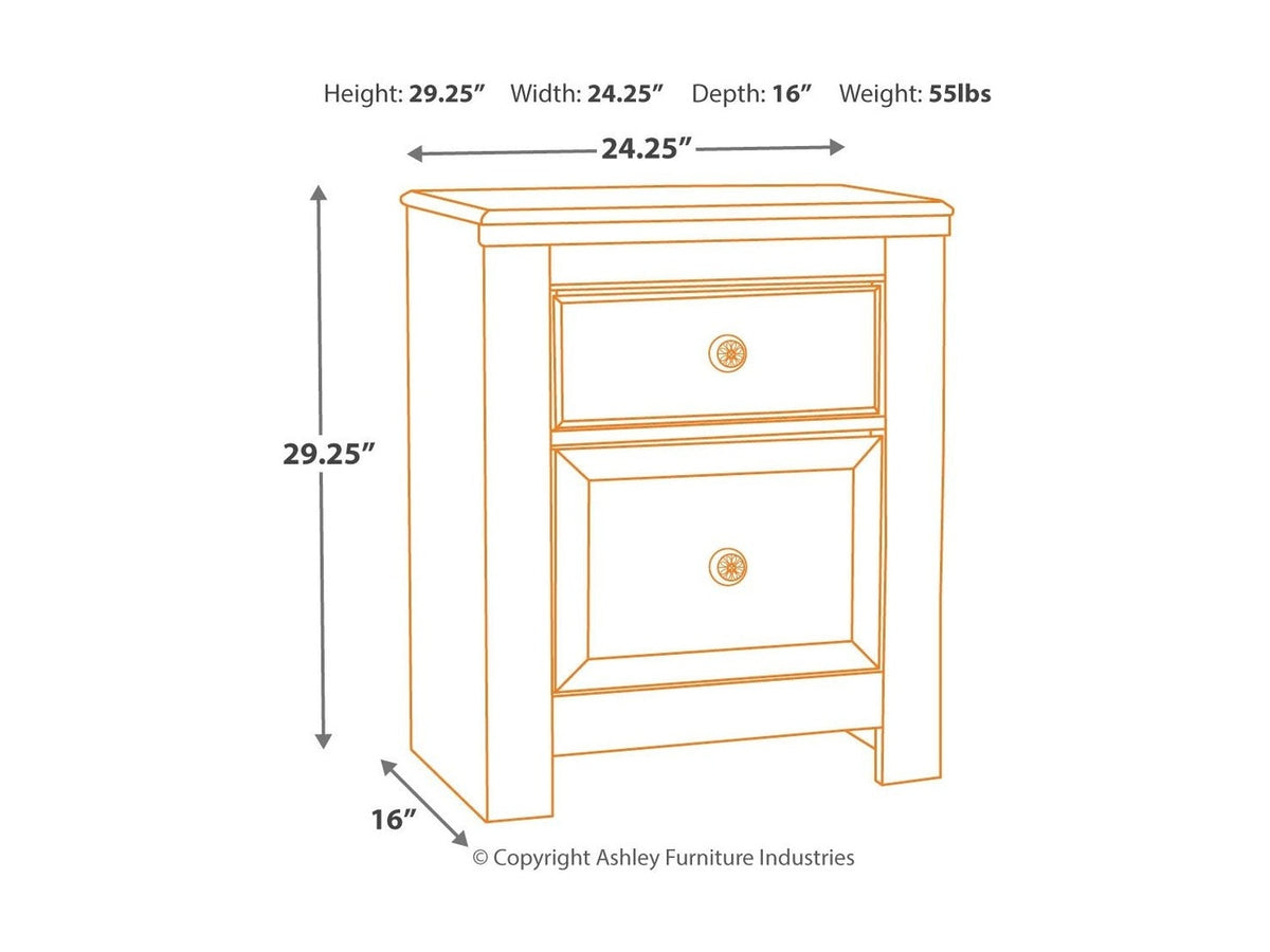 Paxberry - Two Drawer Night Stand - Whitewash