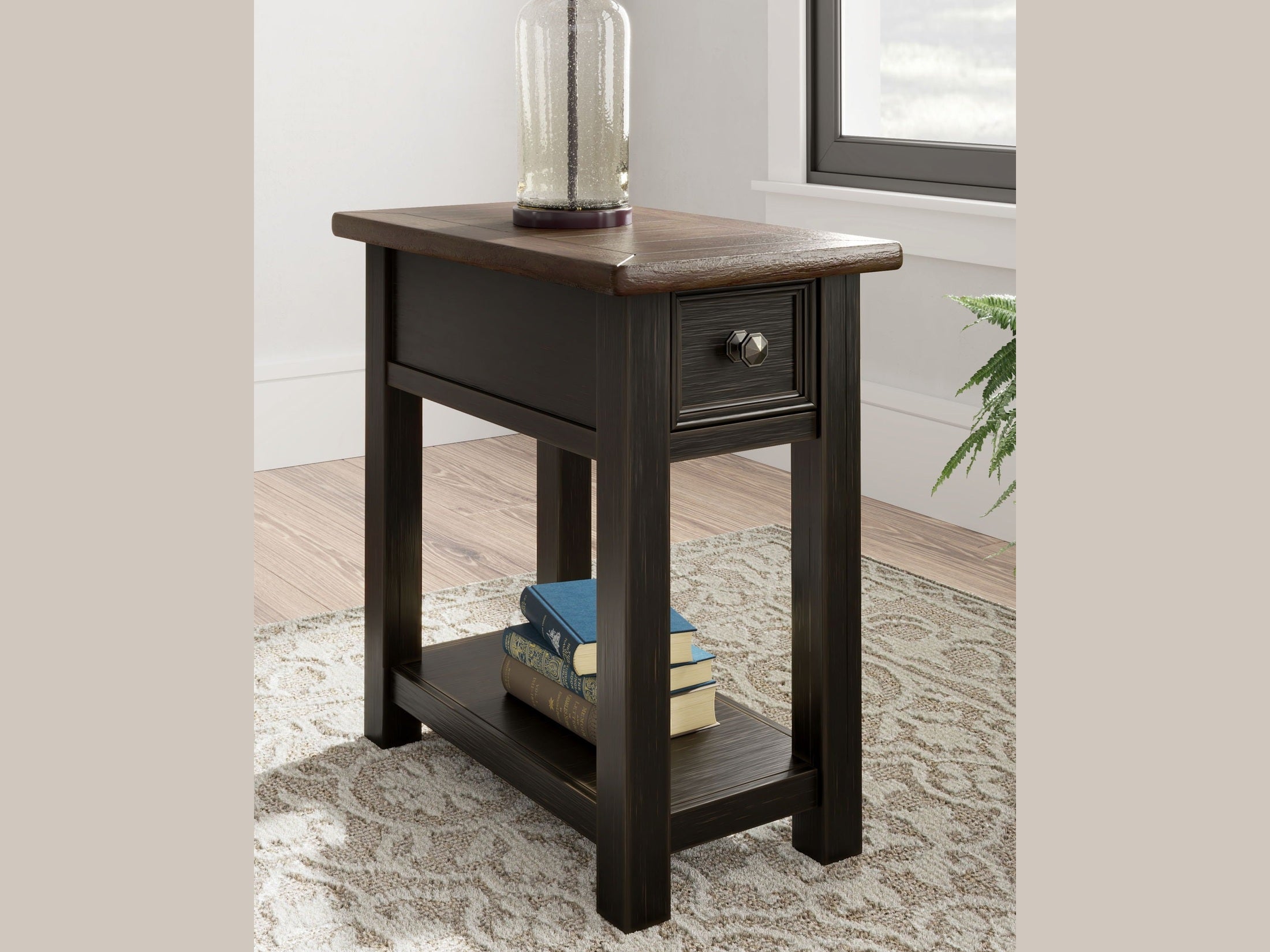Tyler Creek - Chair Side End Table - Black / Gray