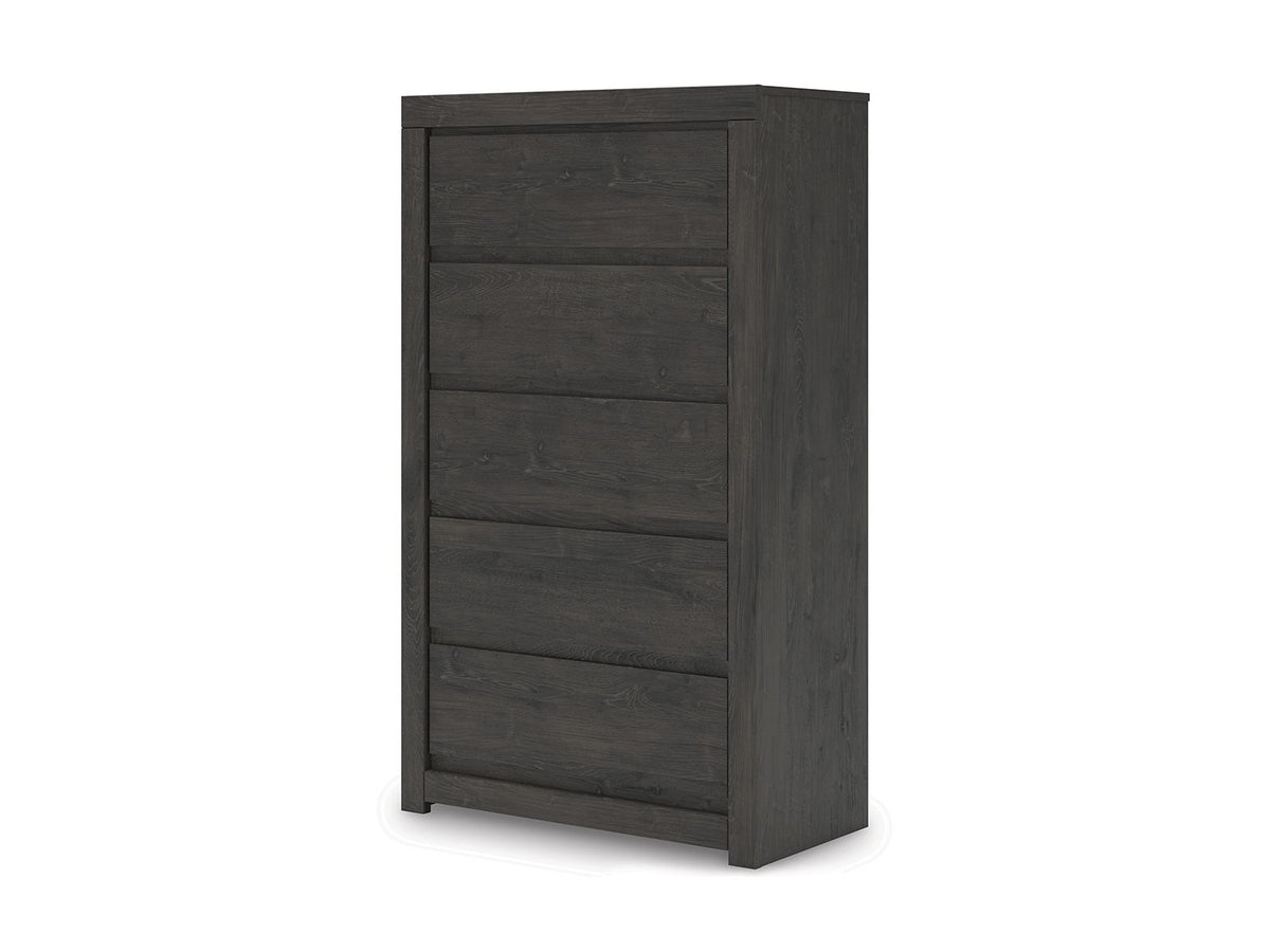 Fraluna - Five Drawer Chest - Charcoal