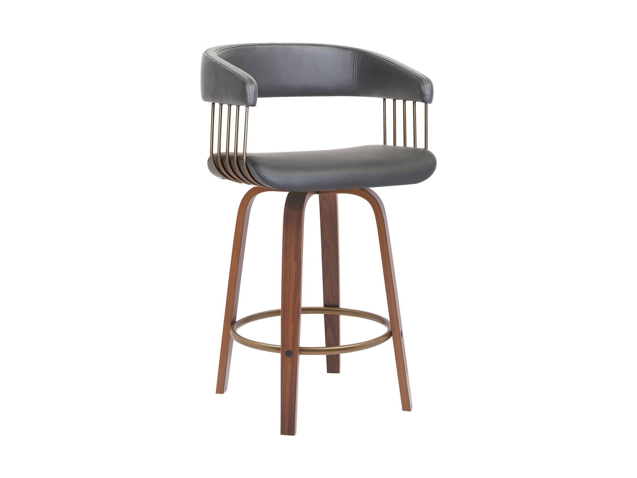 Topanga - Swivel Walnut Wood Stool