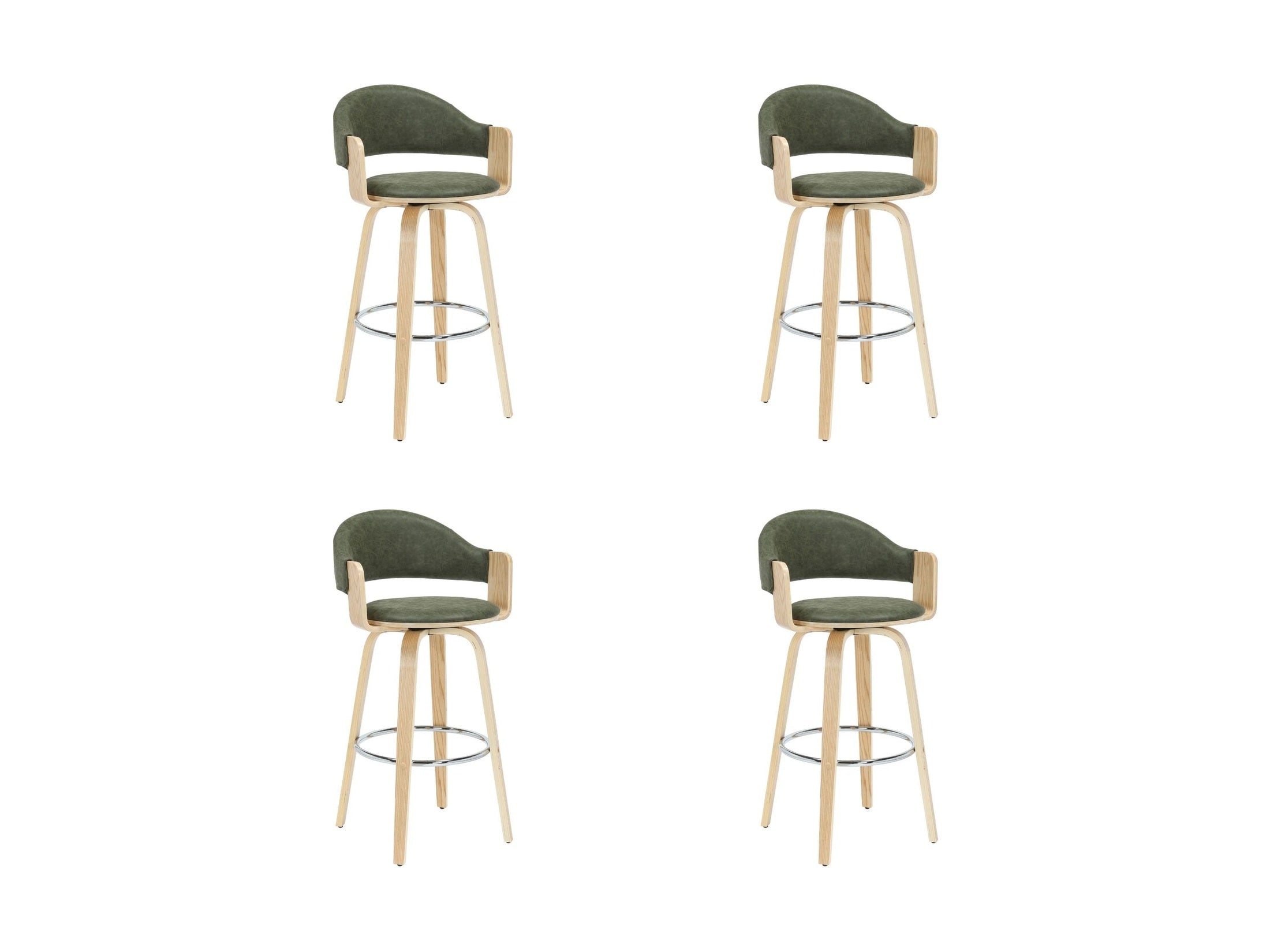 Daxton - Swivel Bar Height Round Back Wood Bar Stool With Faux Leather Seat