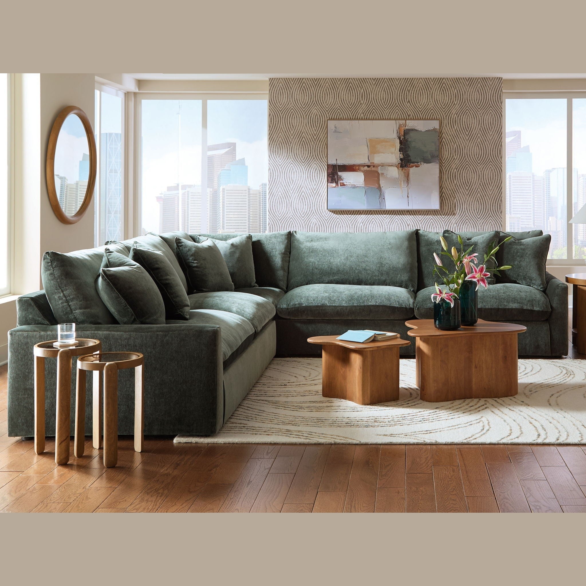 Carriage View - 3-Piece Sectional - Jade