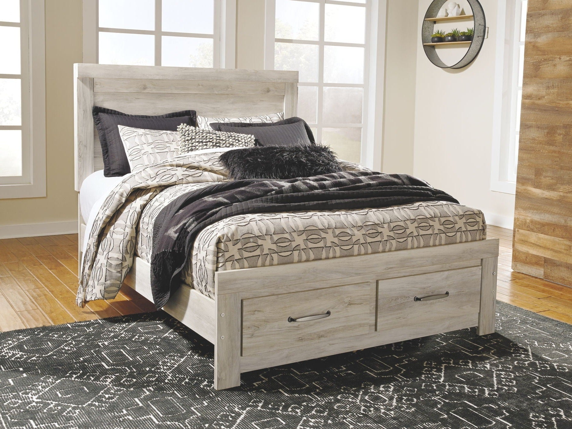 Bellaby - Dresser, Mirror, Platform Bed With Storage Drawers Set
