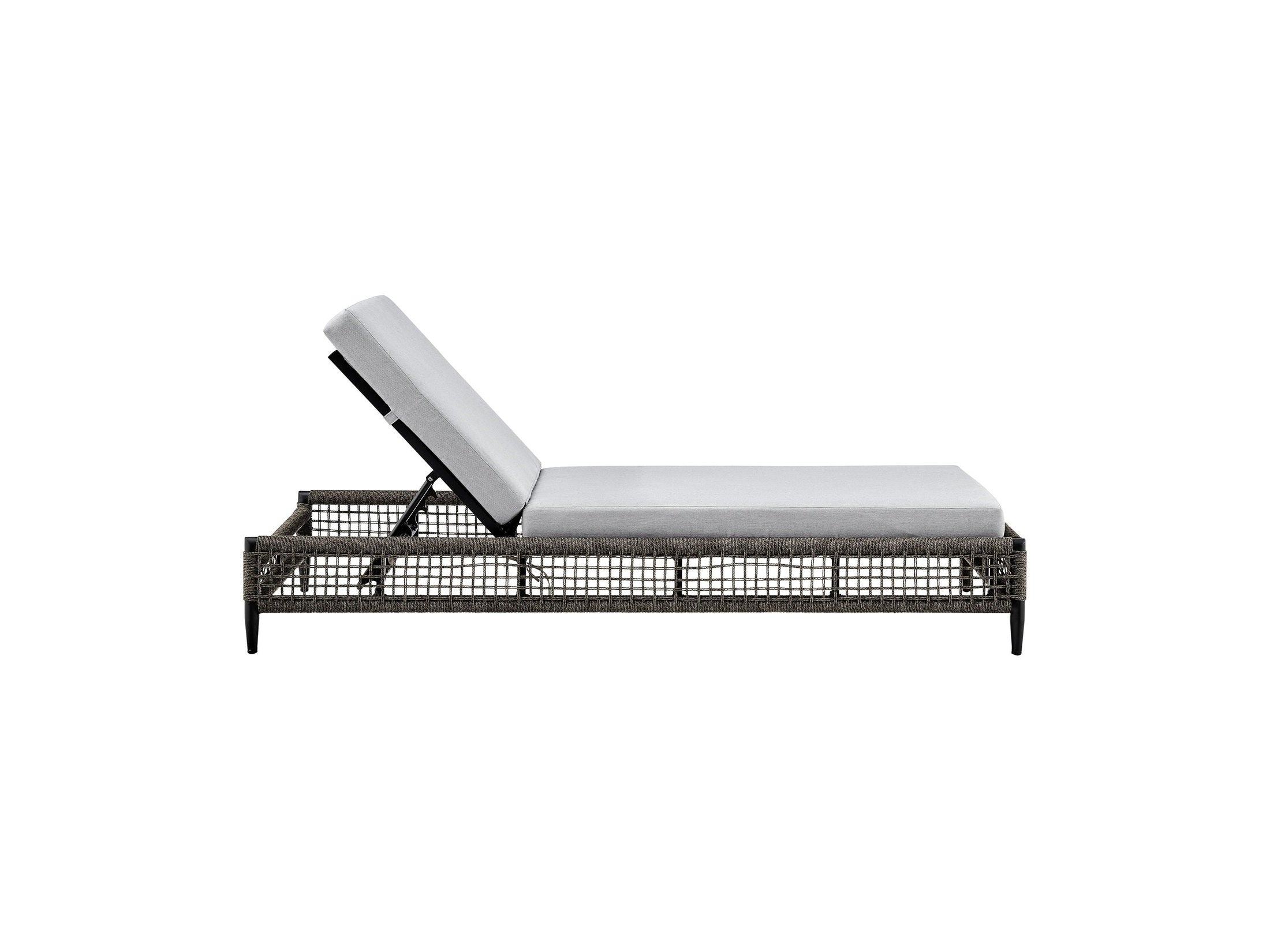Alegria - Outdoor Patio Adjustable Chaise Lounge Chair In Aluminum With Gray Rope And Cushions